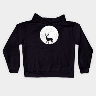 Deer Silhouette in Full Moon Kids Hoodie